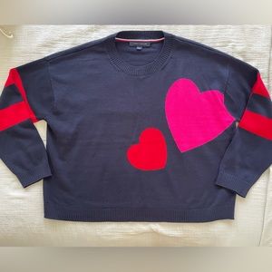 Tommy Hilfiger hearts sweater pink and navy. Large